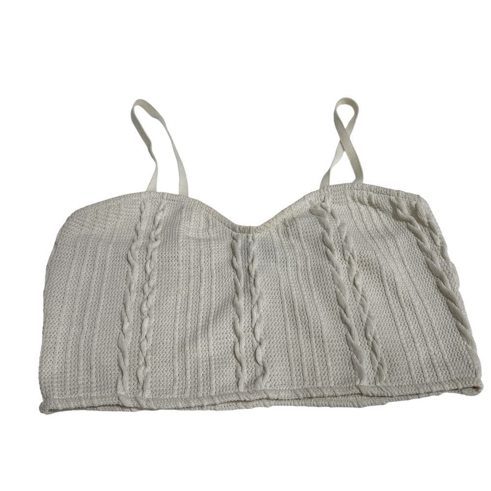 Zara Cream Ribbed  Crop Top EUC